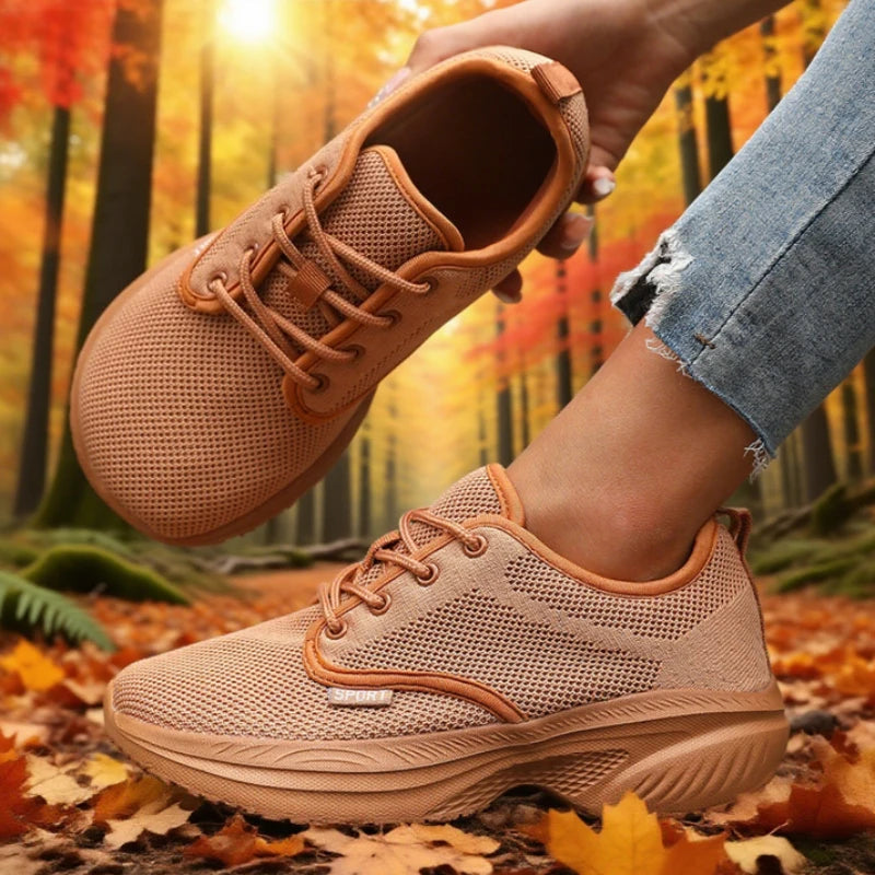 Women's Wide Toe Platform Sneakers | Breathable Memory Foam Platform Sneakers Axl Khaki 44