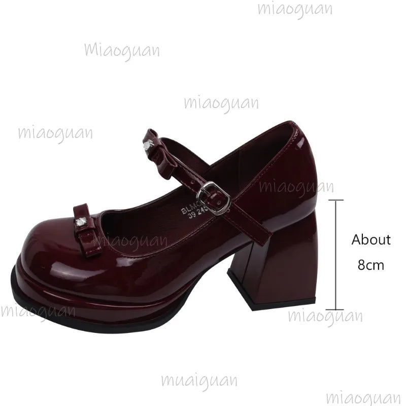 Women's Mary Jane Pumps – Butterfly-Knot Thick Block Heel Mary Jane Pumps Axl