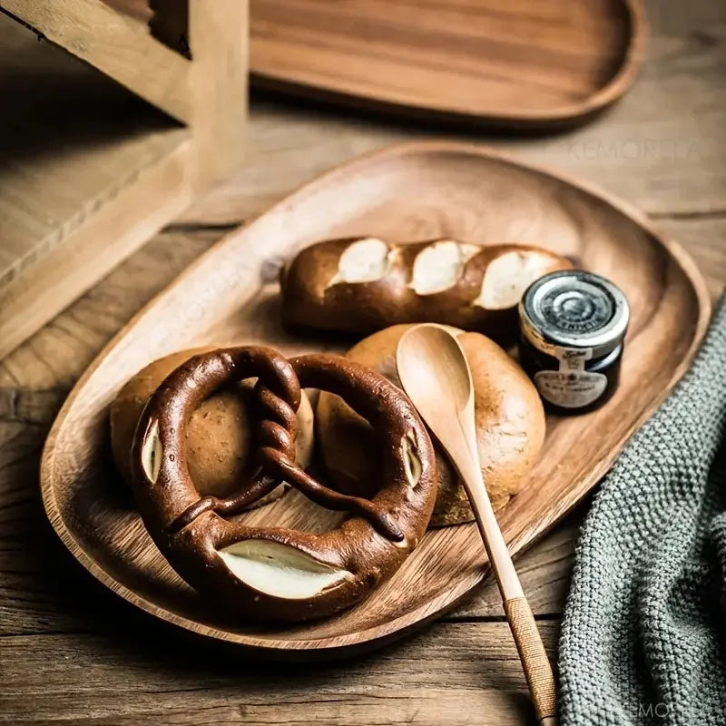 KEMORELA Solid Wood Oval Serving Plate – Sushi, Fruit & Tea Tray Wood Serving Plate Axl