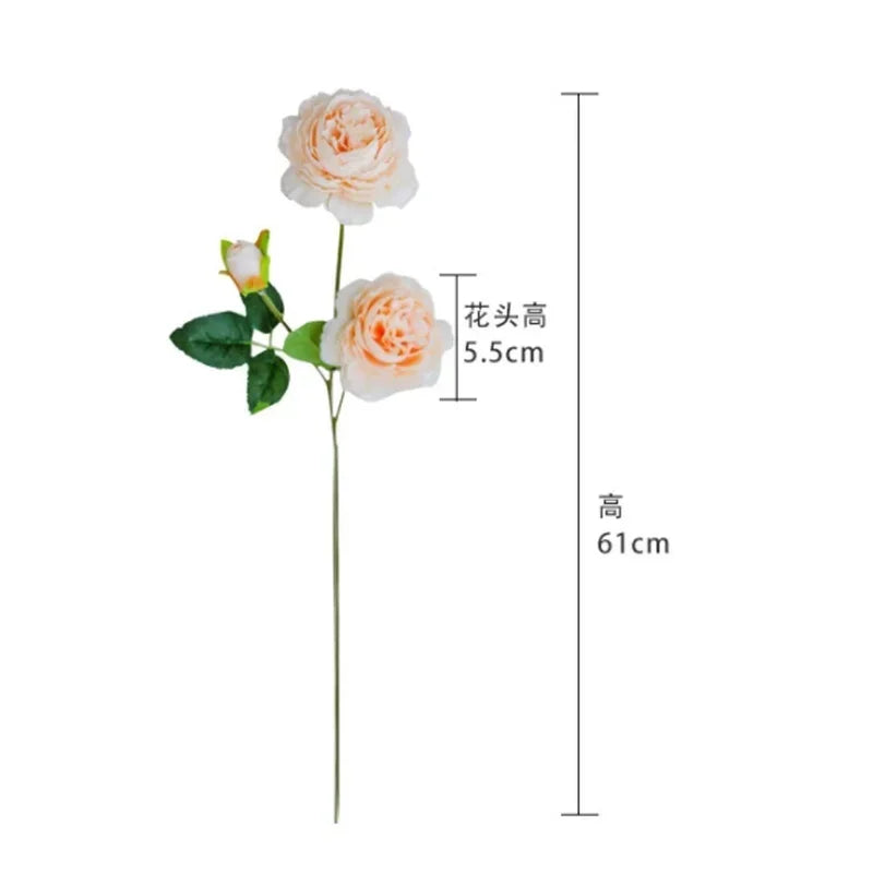 3-Head Artificial Peony Rose Bouquet – Wedding & Home Decor Artificial Flower Bouquet Axl