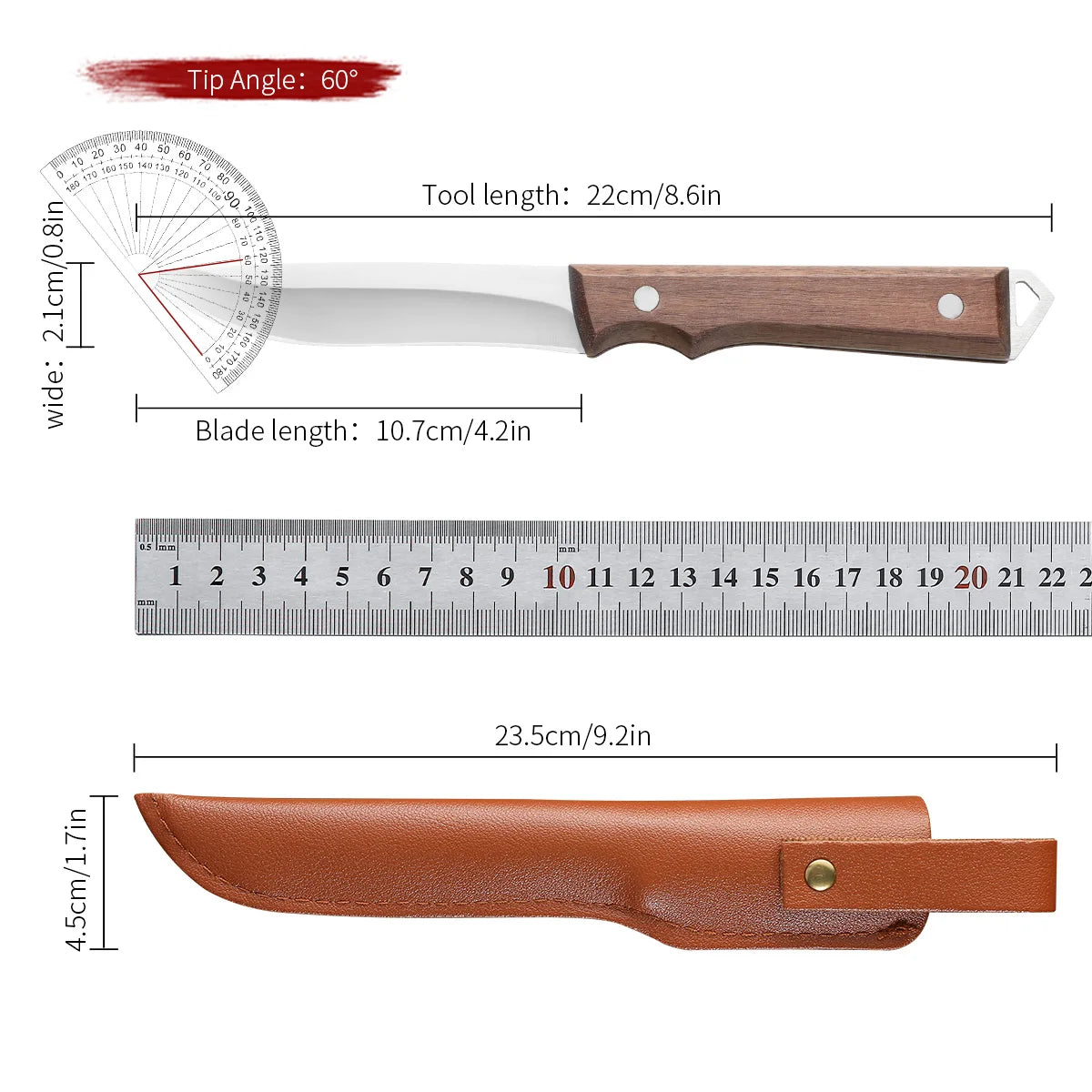 SHENJIU Stainless Steel Meat Cleaver with Sheath & Wood Handle Meat Cleaver Knife Axl