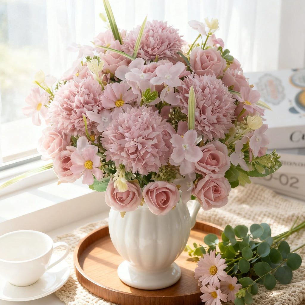 Silk Rose Artificial Flower Bouquet – Wedding & Home Decor Artificial Flower Bouquet Axl