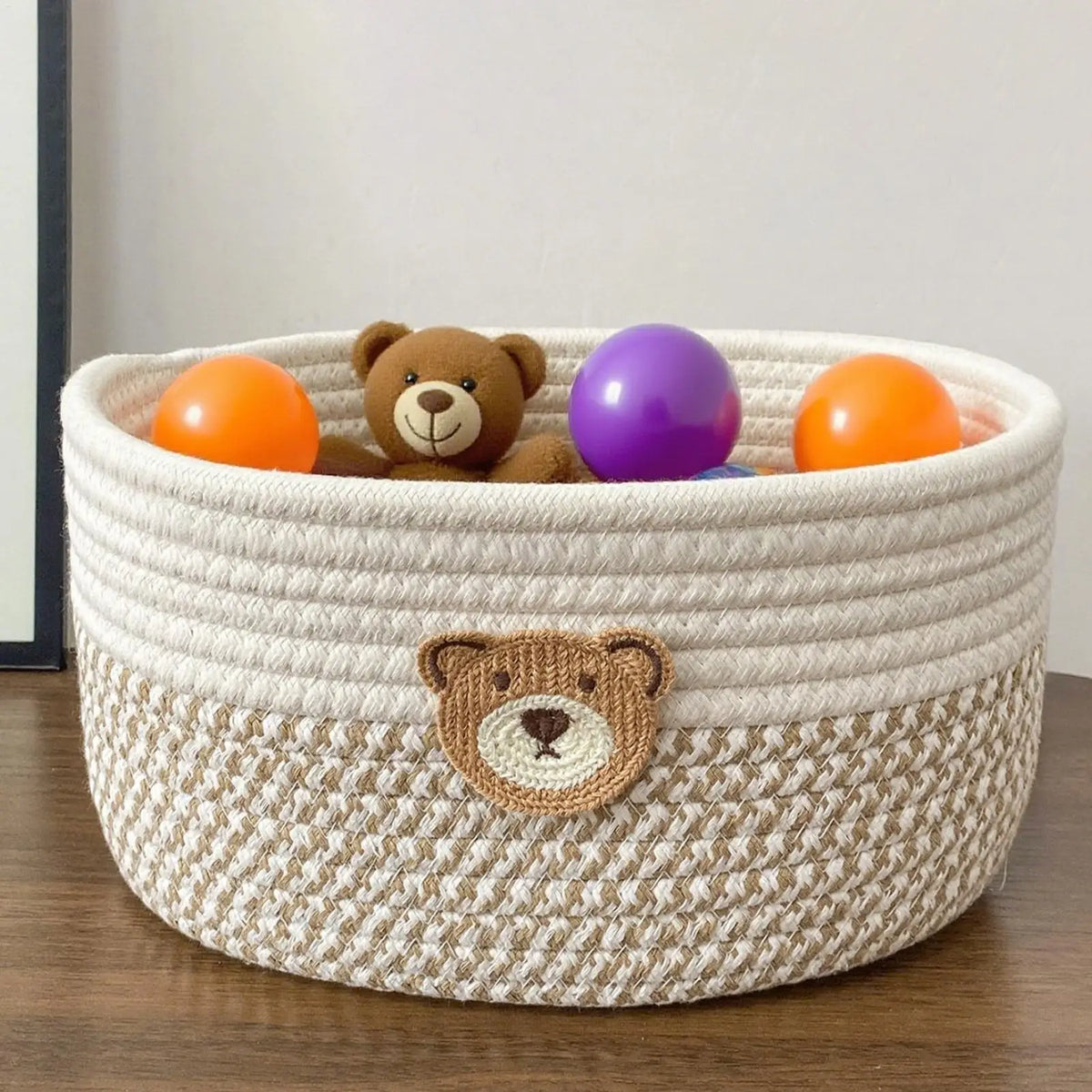 Small Woven Cotton Rope Storage Basket – Bedroom & Nursery Woven Storage Basket Axl
