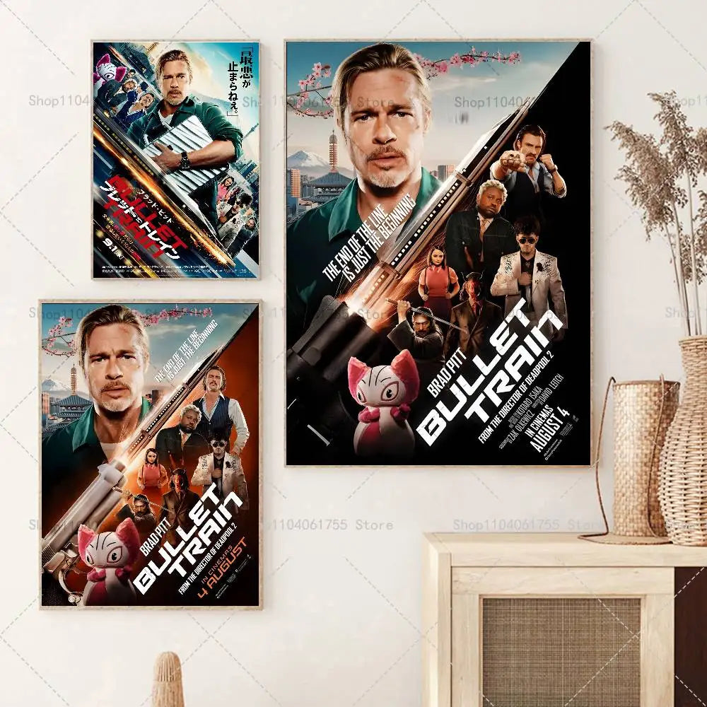 Bullet Train Movie Poster – Self-Adhesive Wall Art Print Movie Wall Poster Axl