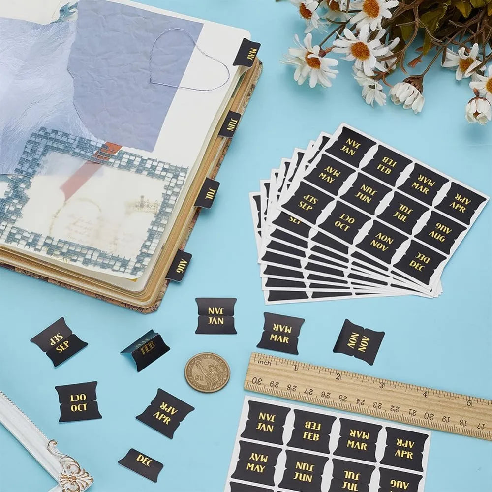 Monthly Planner Stickers Black & Gold – 120pc Self-Adhesive Labels Planner Sticker Labels Axl