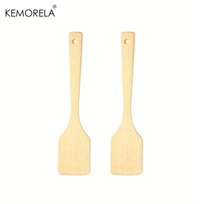 KEMORELA 2-Piece Natural Wooden Spatula Set – Nonstick Safe Wooden Spatula Set Axl YS-8841-2PCS-Wood