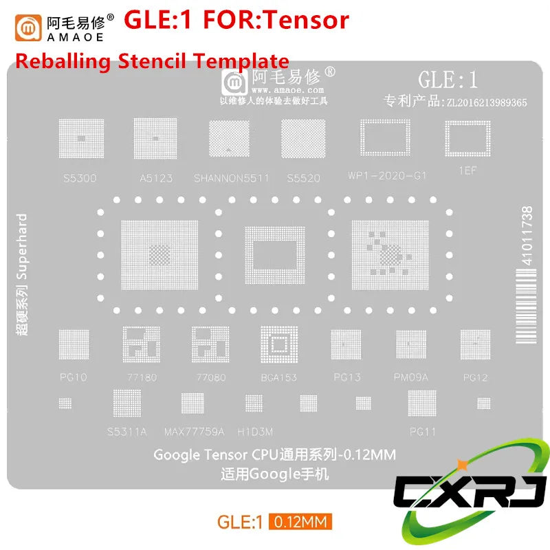 AMAOE Google Pixel Tensor CPU BGA Reballing Stencil Tool BGA Reballing Stencil Axl GLE1 Tensor China Mainland