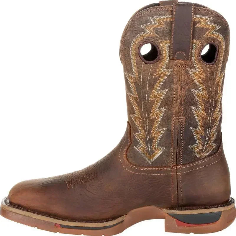 Men's Embroidered Chelsea Boots – Square Toe Low Heel Slip-On Chelsea Boots Axl