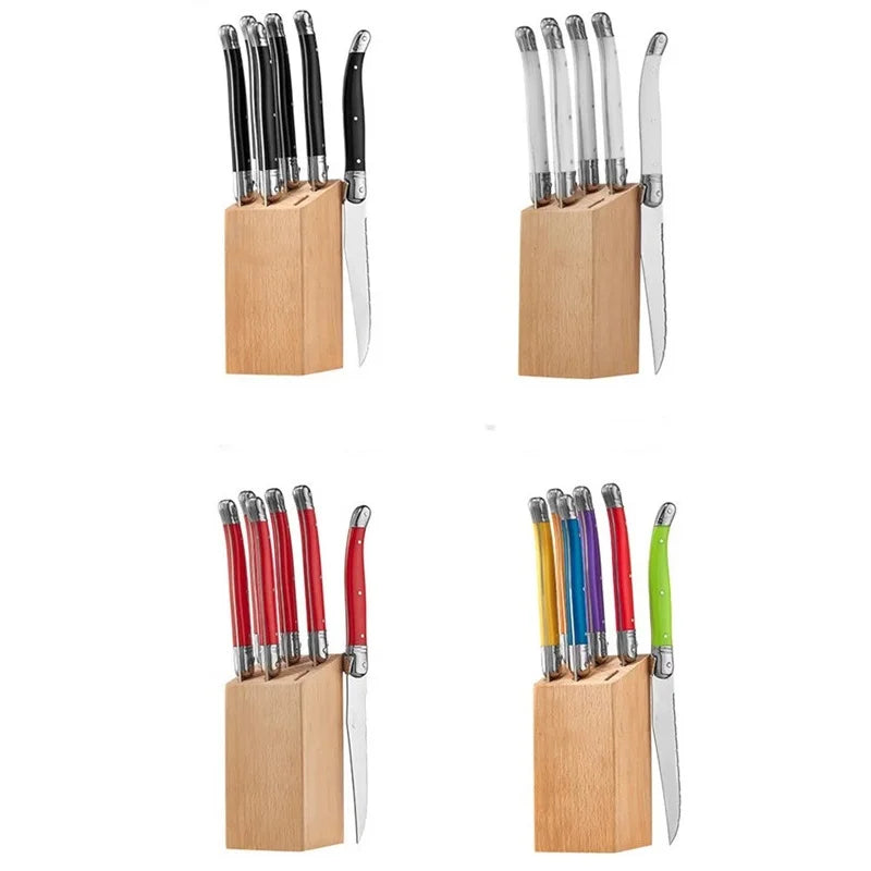 Laguiole-Style Steak Knife Set 6–8 Pcs | Colorful Flatware Steak Knife Set Axl