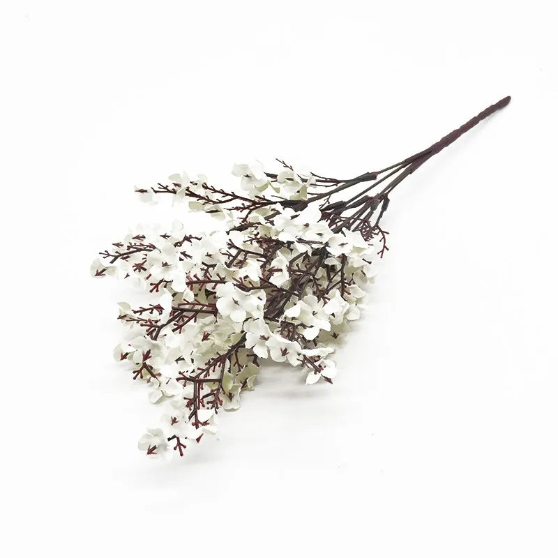 Silk Artificial Gypsophila Peach Blossom Stems | Wedding Décor Artificial Flower Stems Axl (WHITE) 3 pieces