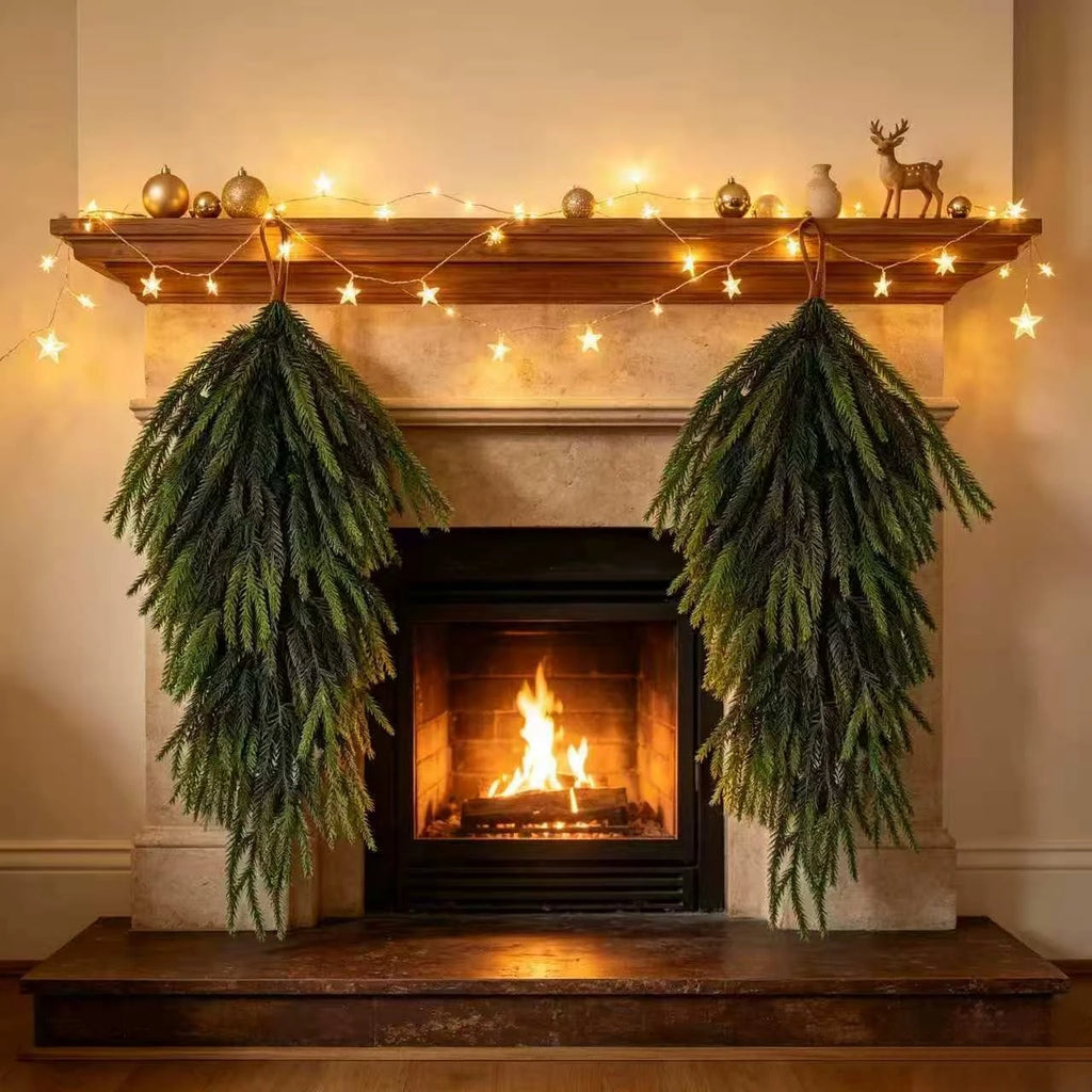 2-Pack Artificial Pine Teardrop Wreath – Outdoor Christmas Door Decor Holiday Door Wreath Axl