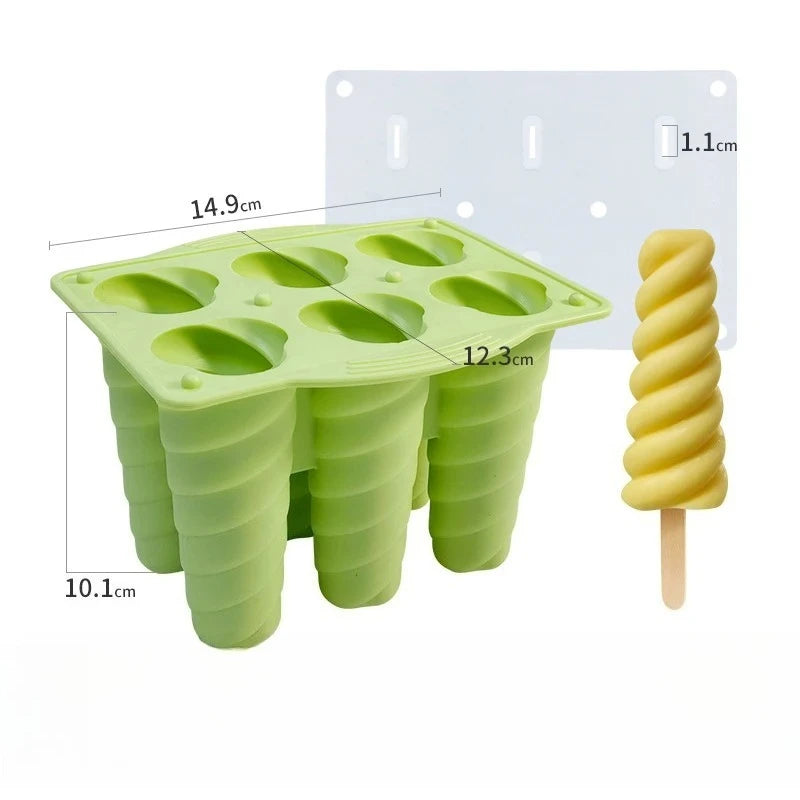 6-Hole Silicone Popsicle Molds – DIY Ice Cream & Ice Pop Maker Popsicle Mold Set Axl Green