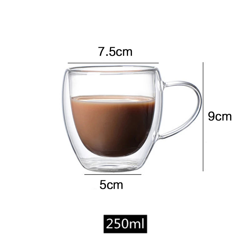 KEMORELA Double Wall Glass Cups – Coffee, Tea & Whiskey Set Double Wall Glass Cups Axl 1PCS 250ml 150-350ml