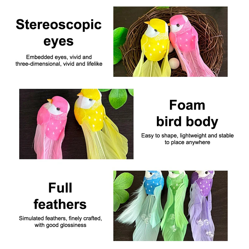 Artificial Foam Feather Mini Bird Figurine | DIY Craft Decor Bird Figurine Decor Axl