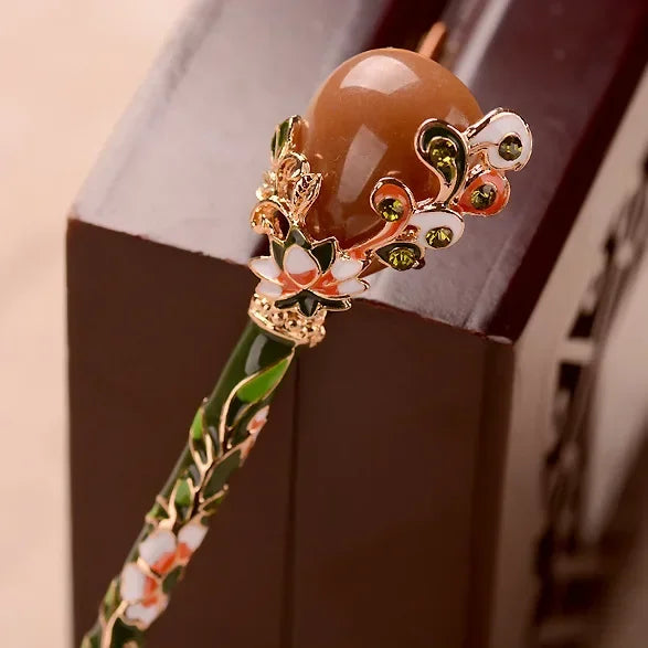 Retro Imitation Jade Hair Stick – Vintage Alloy Hairpin for Women Vintage Hair Stick Axl B