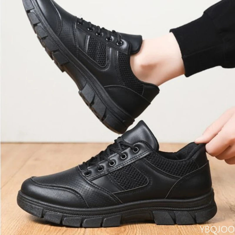 YBQJOO Men's Casual Lace-Up Work Shoes – Anti-Slip Rubber Sole Men's Casual Shoes Axl