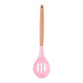 Silicone Skimmer Slotted Serving Spoon – Eco-Friendly Kitchen Tool Silicone Kitchen Utensil Axl Pink
