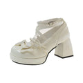 Women's Lolita Mary Jane Heels – Bow Buckle Chunky Sandals Mary Jane Heels Axl beige 41