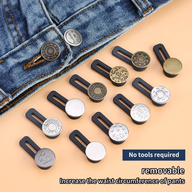 Metal Jeans Button Extenders – No-Sew Waist Buckle Kit 5/10 Pcs Button Extender Kit Axl