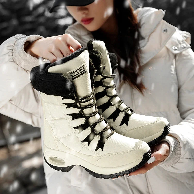 Women's Winter Platform Snow Boots – Waterproof Fur-Lined Women's Snow Boots Axl Beige 38