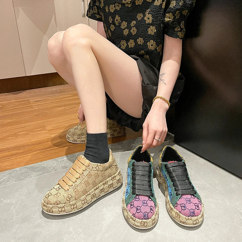 Women's Rhinestone Platform Sneakers – Luxury Designer Casual Shoe Platform Sneakers Axl