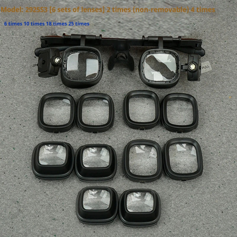 Head-Mounted LED Magnifier Glasses – 24X with Multiple Lenses LED Magnifier Glasses Axl 2925S3