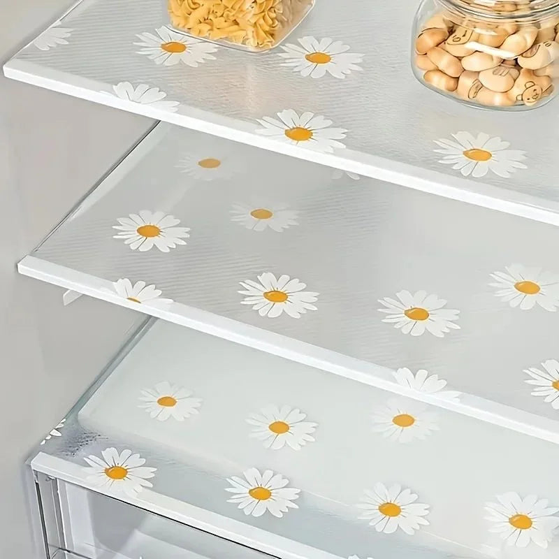 5-Pack EVA Fridge Liners – Daisy Washable Anti-Slip Shelf Mats Refrigerator Shelf Liner Axl