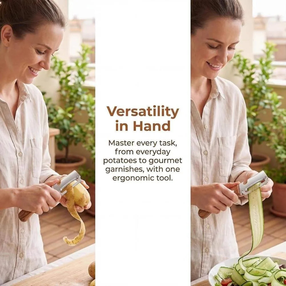 Stainless Steel Fruit Peeler with Redwood Handle | 1–10 Pcs Fruit Vegetable Peeler Axl