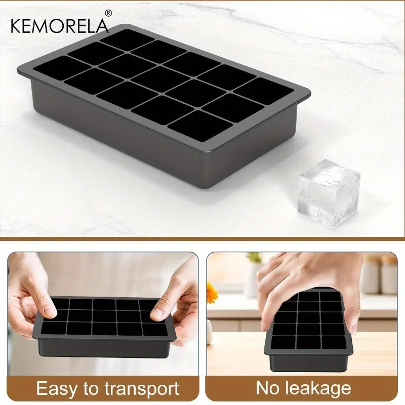 15-Grid Silicone Ice Cube Mold with Lid | Whiskey Cocktail Silicone Ice Mold Axl