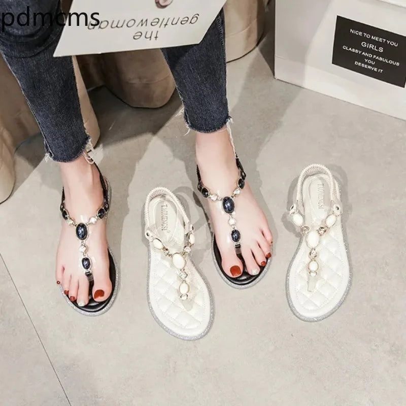 Women's Beaded Flat Sandals – Summer Beach & Casual Shoes Flat Sandals Axl