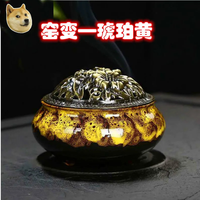 Ceramic Incense Burner – Sandalwood Box & Incense Diffuser Incense Burner Axl Amber yellow