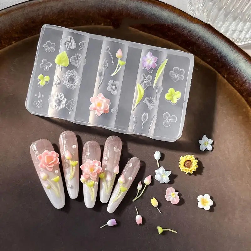 3D Flower Nail Art Silicone Mold – Reusable Petal DIY Template Nail Art Mold Axl