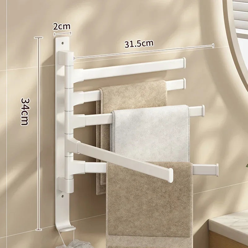 Wall Mounted Rotatable Towel Rack – Space Aluminum 2–5 Bars Towel Rack Axl White 5 Bar
