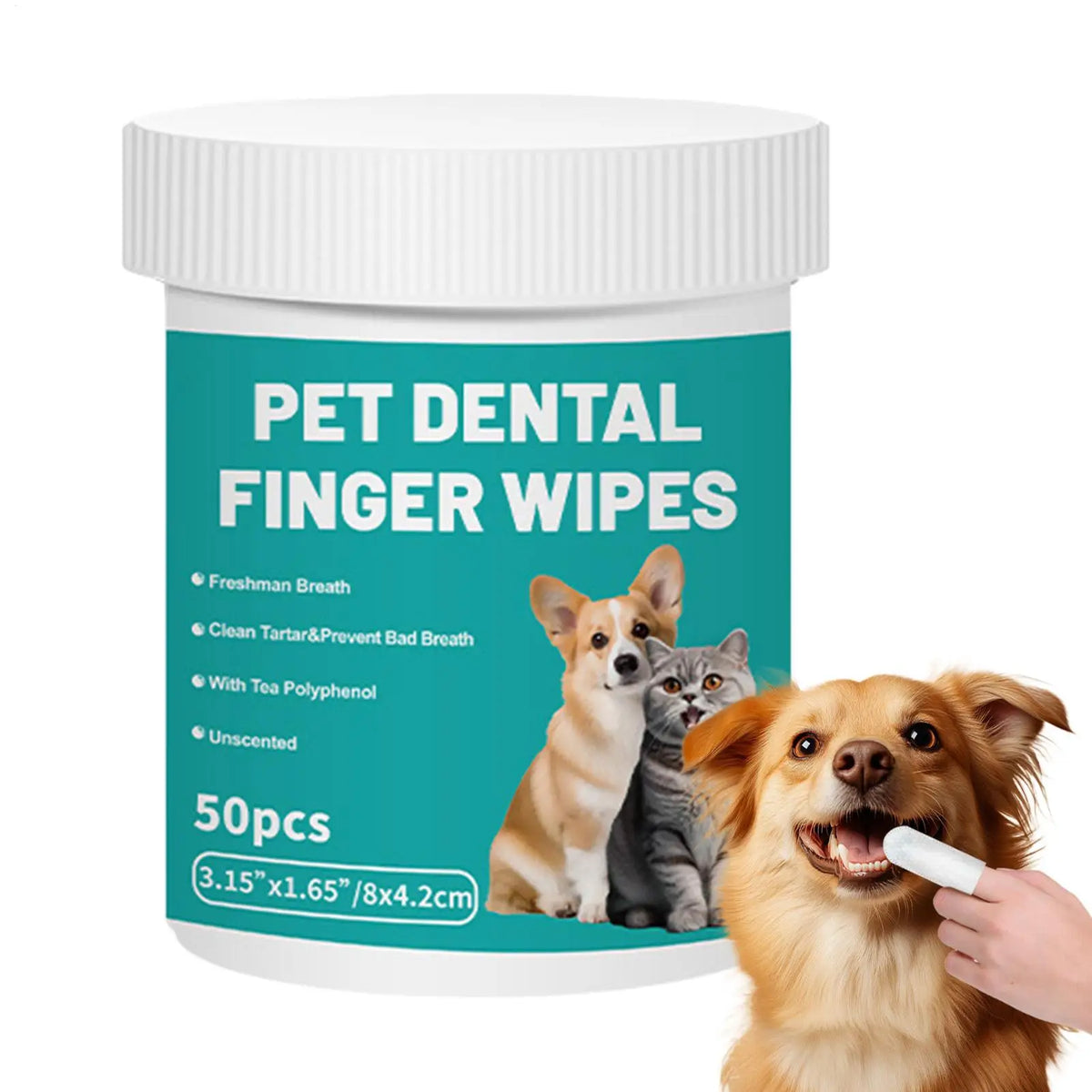 Pet Dental Finger Wipes – Teeth Cleaning Pads for Dogs & Cats Pet Dental Wipes Axl