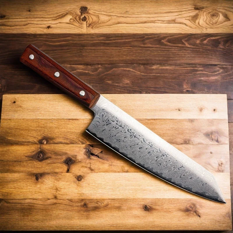 Damascus Pattern Santoku Chef Knife – 8" Stainless Steel & Pakka Wood Santoku Chef Knife Axl