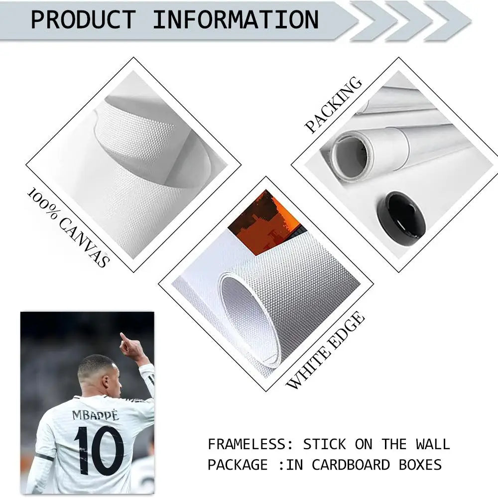 Mbappe Football Canvas Poster | Frameless Wall Art Decor Canvas Wall Art Axl