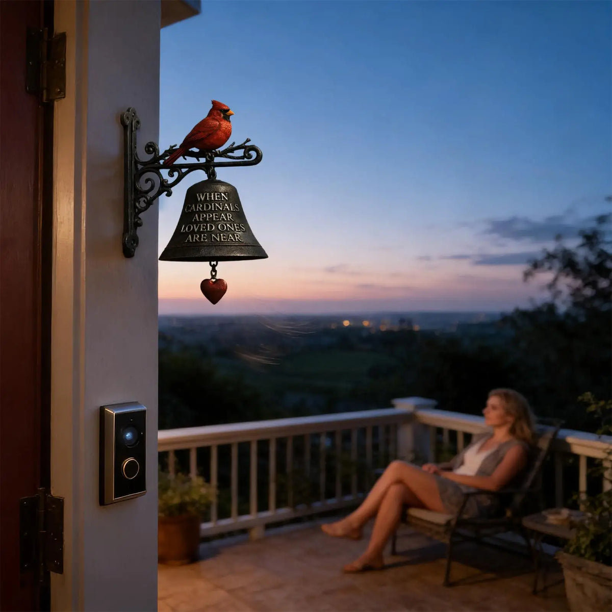 Red Bird Outdoor Dinner Bell – Farmhouse Garden Decor Garden Dinner Bell Axl Default Title