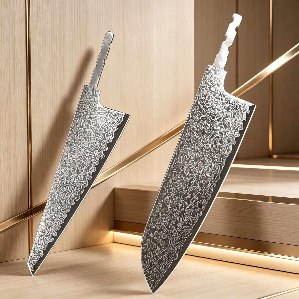 Damascus Steel Cleaver Blade Blank – Hand Forged DIY Knife Knife Blade Blank Axl Kitchen Blade-2PCS