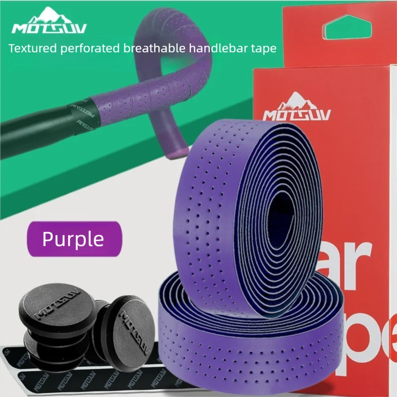Rubber Bike Handlebar Tape – Perforated Non-Slip Road Cycling Handlebar Tape Axl purple