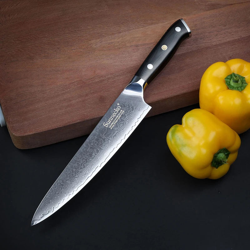 Sunnecko 8" Damascus Chef's Knife – 73 Layer VG10 G10 Handle Damascus Chef's Knife Axl