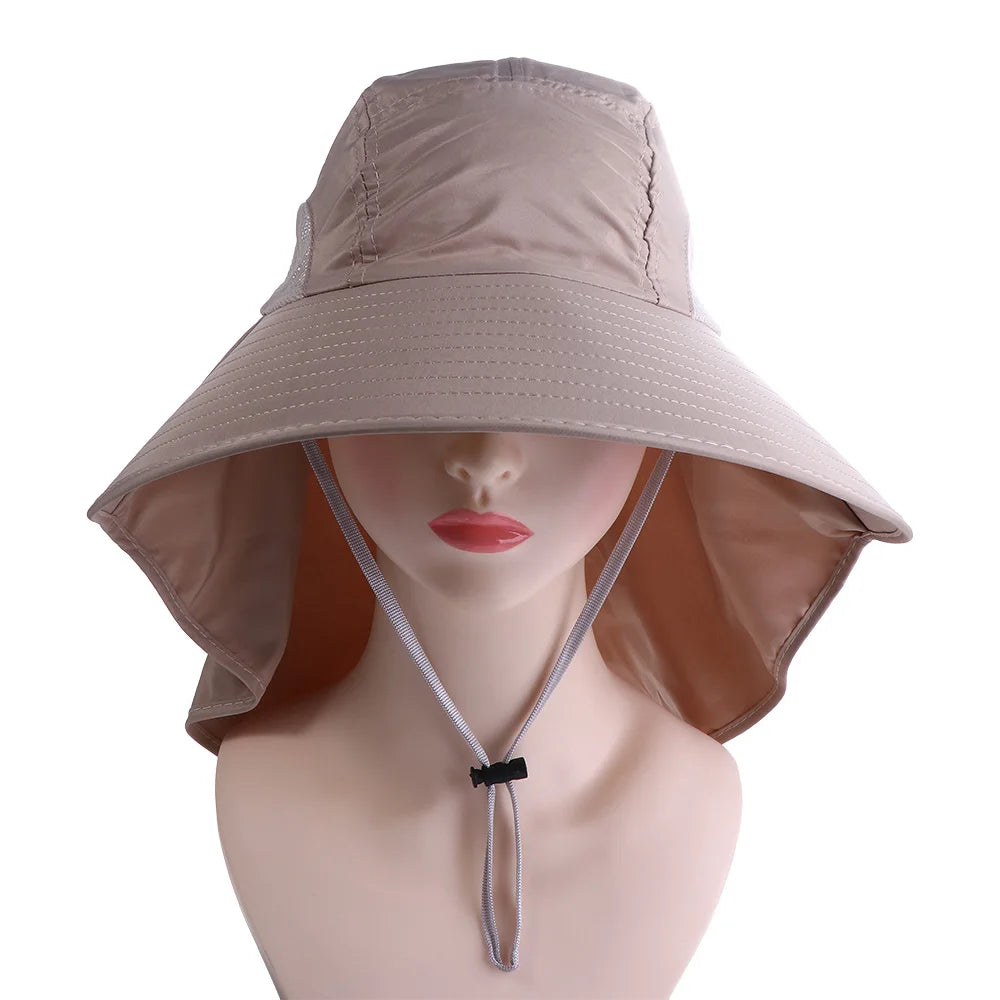 Wide Brim Bucket Hat with Neck Flap – UPF 50+ Sun Hat Sun Bucket Hat Axl Khaki