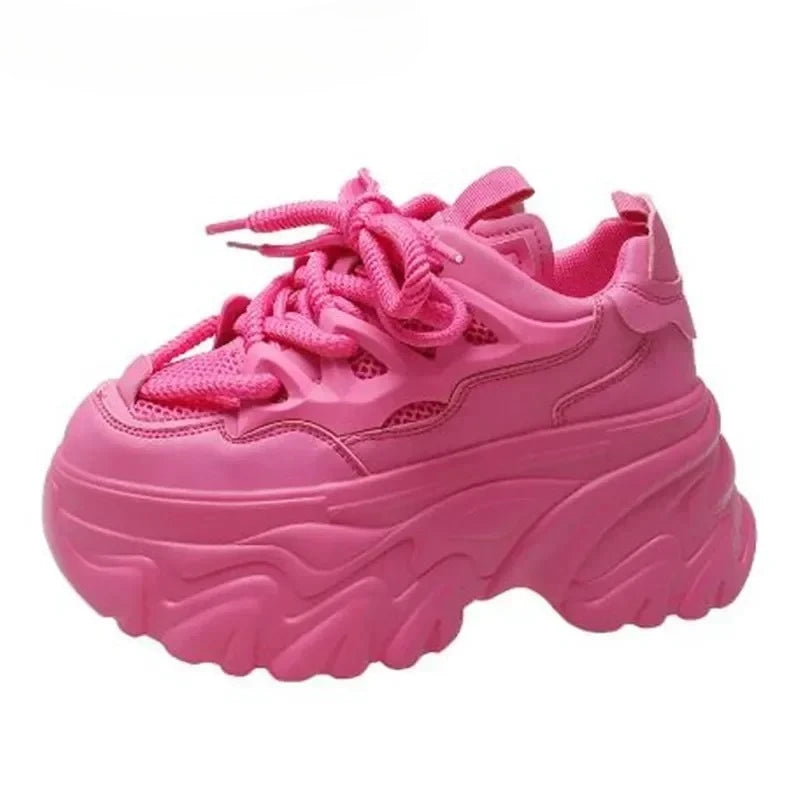 Women's Chunky Platform Sneakers – Thick Sole Lace-Up Trainers Platform Sneakers Axl