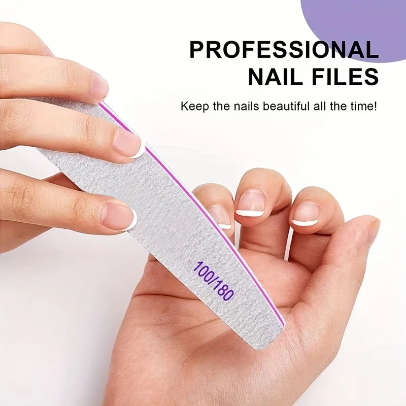 SHIBO Nail File Buffer Set – 100/180 Grit Double-Sided Emery Board Nail File Set Axl