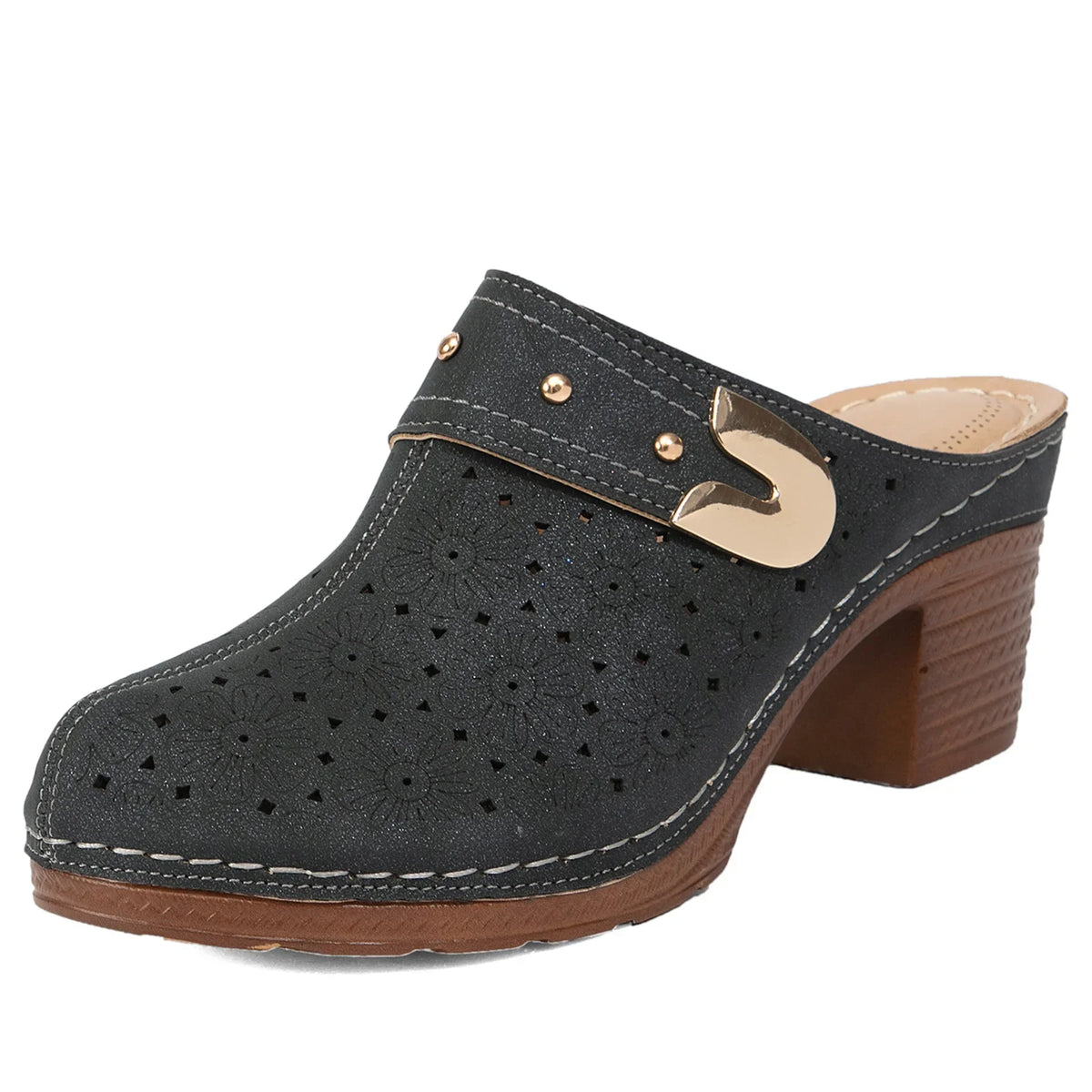 Women's Platform Chunky Heel Mule Slippers – Retro Thick Sole Platform Mule Slippers Axl Black 43