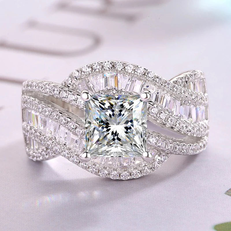 Huitan Iced Out CZ Women's Wedding Ring | Prong Set Q609 CZ Wedding Ring Axl Q609 10