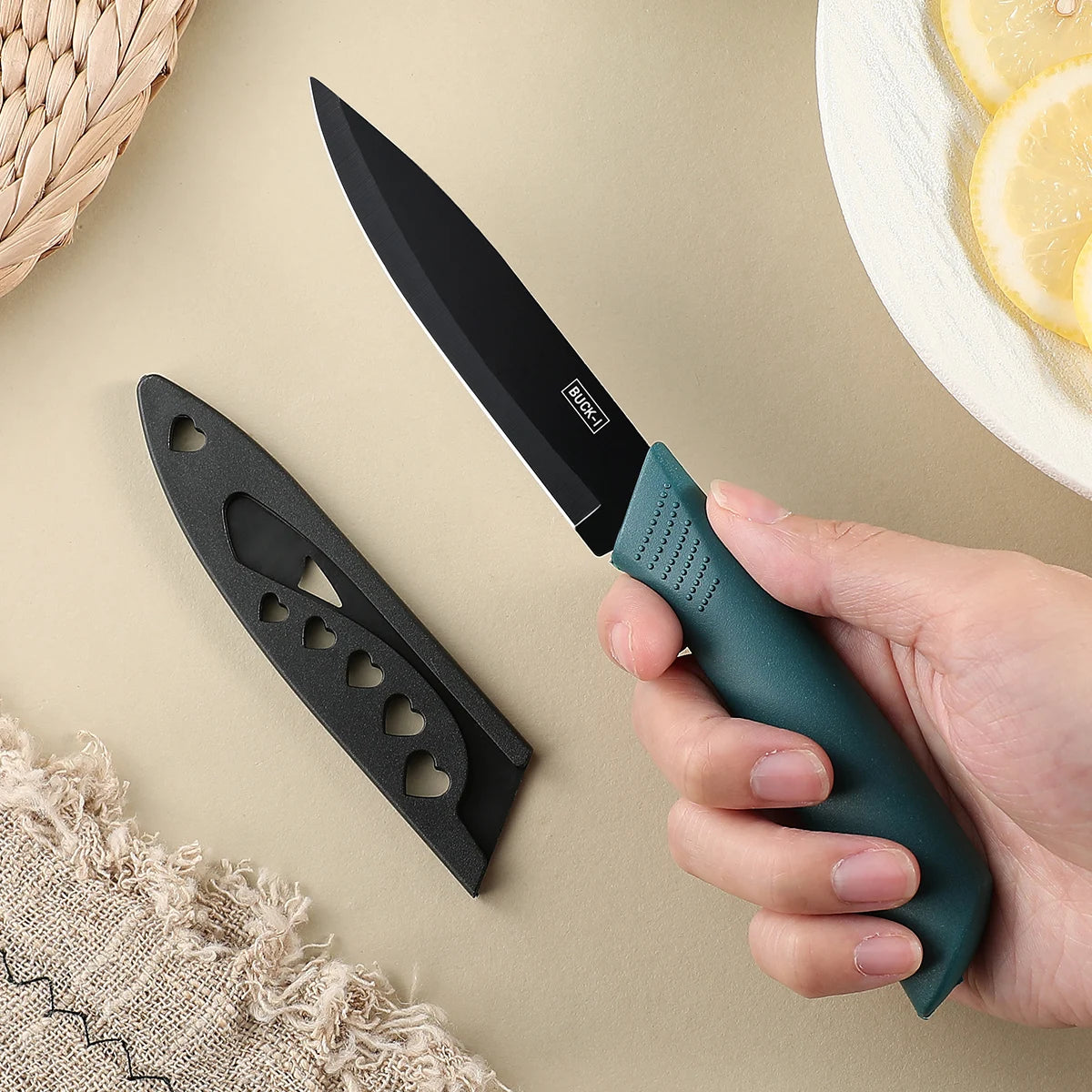 SHENJIU 3-Piece Kitchen Knife Set with Covers | Chef & Utility Kitchen Knife Set Axl 1pcsC
