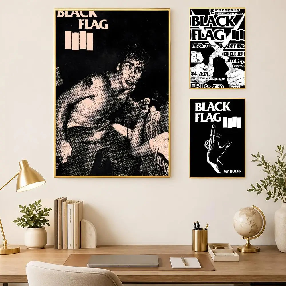 Black Flag Band HD Wall Poster – Self-Stick Waterproof Art Wall Art Poster Axl