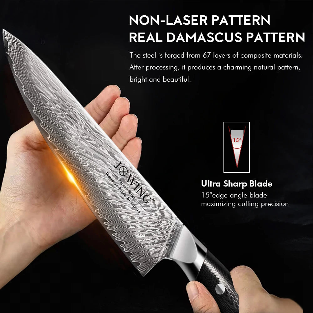67-Layer Damascus Steel Chef Knife – Japanese Style Kitchen Knife Damascus Chef Knife Axl