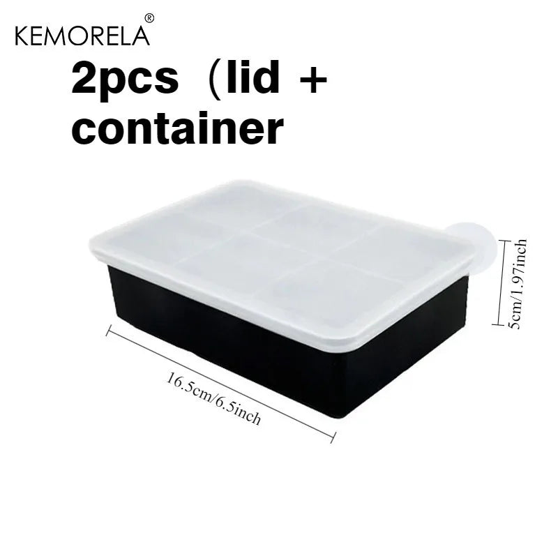 Giant Silicone Ice Cube Tray with Lid – 4/6 Grid Jumbo Mold Silicone Ice Tray Axl