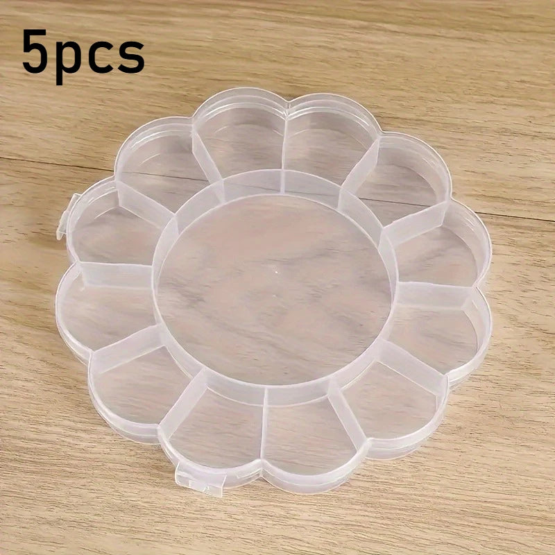 13-Grid Flower Shaped Storage Box – Jewelry & Craft Organizer Plastic Storage Organizer Axl Clear-5pcs